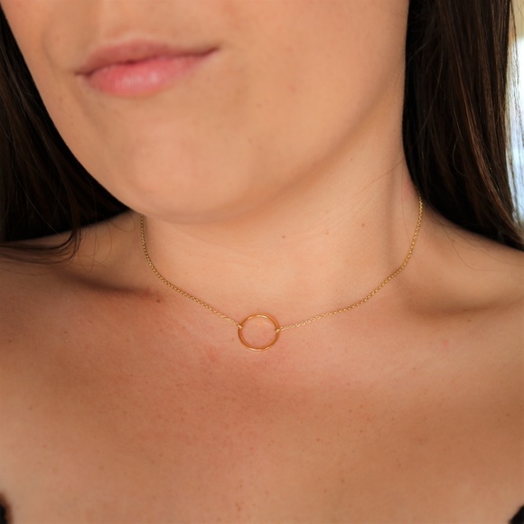 Willow Lane Jewelry - Gold Dipped Choker Collar Circle Necklace